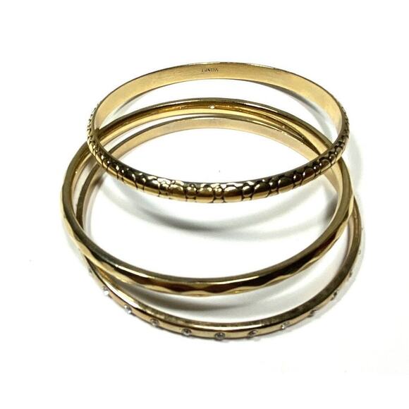 MONET Bracelets Set of 3 Gold Tone 8” Bangles Textured Designs 8” - Picture 6 of 12